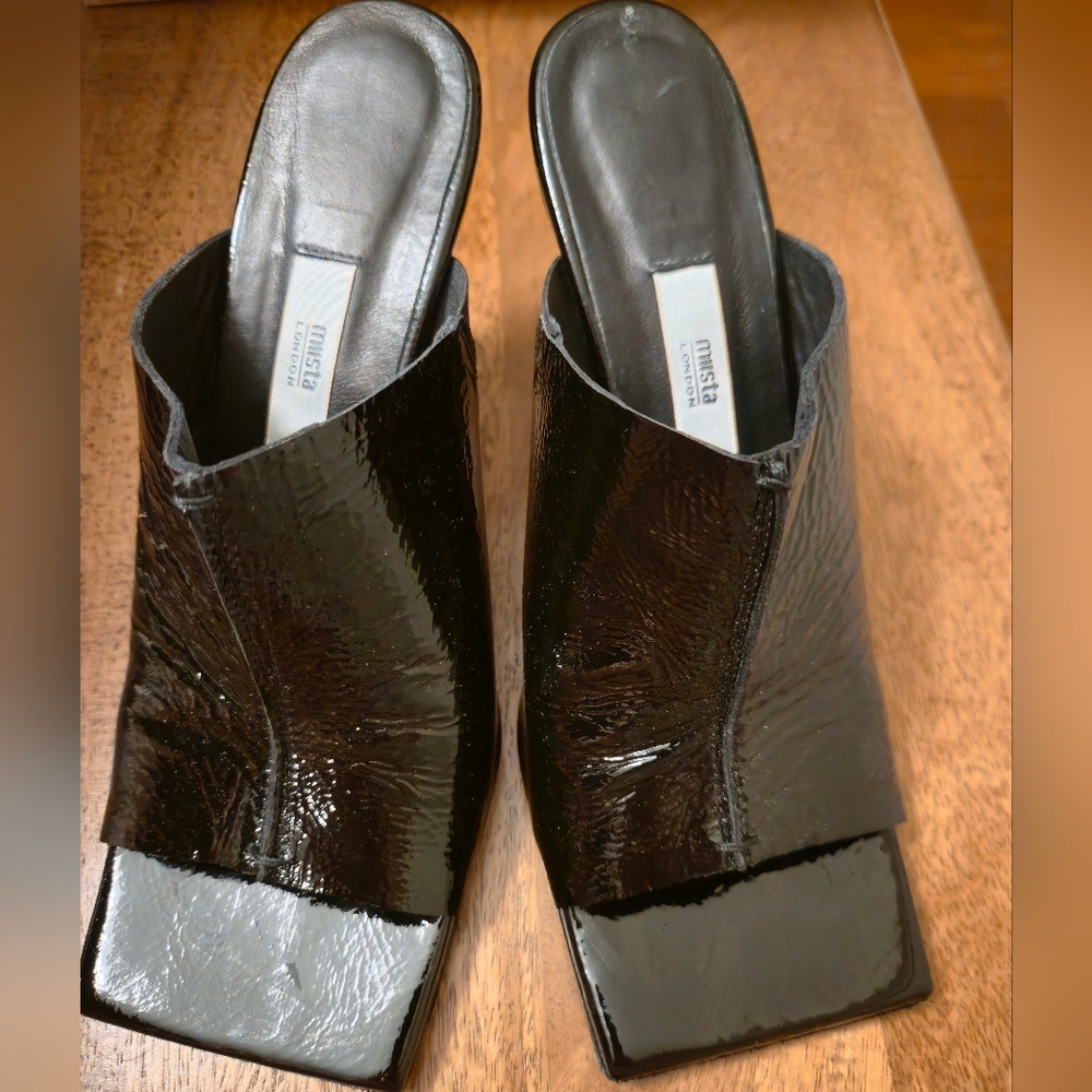 Miista Glossy Black Mules 38
